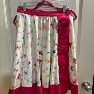 Vintage Pink and White Butterfly A-Line Skirt